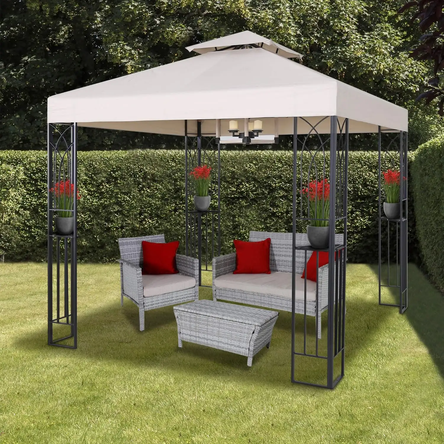 2022 beliebte Stahl wasserdichte Polyester 8x8 Zoll Herstellung Langlebiger 3x3 m Pavillon mit Netz Outdoor BBQ Garden