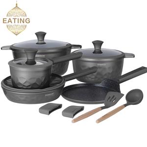 Set di Pentole Ecologico da 13 Pezzi con Rivestimento in Granito per Uso Domestico, Pentola Pesante 16cm, Casseruola 24/28cm, Padella 24cm, Teglia per Pizza - Product Image 1