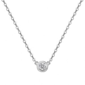 Collar con Colgante de Plata S925 con Diseño Clásico Dylam, Cadena de Eslabones, Círculo con Piedra Moissanita VVS1 Color D, para Mujer - Product Image 1