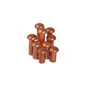 China Round Head Copper Solid Rivets Fastener 0.08" Dia X 0.12" Length For Electrical Applications Copper Finish Copper Tone