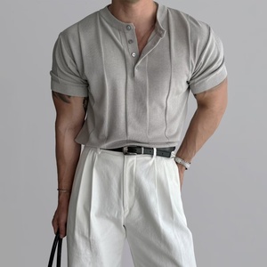 Maglietta Polo a Maniche Corte Vintage da Uomo <span class=keywords><strong>con</strong></span> Logo Personalizzato OEM, Pullover <span class=keywords><strong>Oversize</strong></span>, T-Shirt Lavorata a Maglia, <span class=keywords><strong>Maglione</strong></span> Estivo - Product Image 1