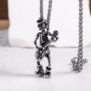 Collar con Colgante de Calavera y Guitarra para Hombre, Aleación de Zinc, Estilo Moderno para Fiestas, SP1096 - Product Image 4