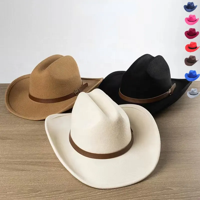 Мужские ковбойские шляпы Fedora, западные полосы, пряжка для ремня, ковбойские шляпы Fedora, Оптовая торговля, индивидуальный логотип, роскошь, оптом