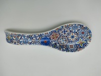 Cuillère à motifs rétro en céramique à motifs de fruits et de fleurs avec texture