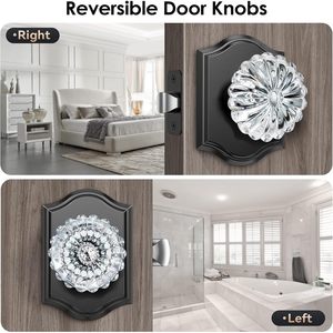 ลูกบิดประตูแก้วคริสตัลสีดำคาลซิเบโน่ดีไซน์วินเทจติดตั้งง่ายสำหรับห้องนอนห้องน้ำฟังก์ชั่นความเป็นส่วนตัว - Product Image 4