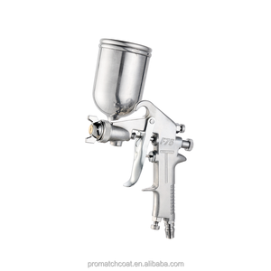 Pistola de Pulverización Neumática F75 de Acero Inoxidable Duradero, Cuerpo Cromado, Recubrimientos Acrílicos <span class=keywords><strong>para</strong></span> <span class=keywords><strong>Pintura</strong></span> Automotriz y de Barcos - Alta Atomización HVLP - Product Image 1