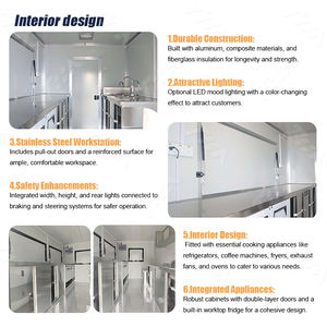 <span class=keywords><strong>Camion</strong></span> de nourriture en acier inoxydable, nouveaux chariots de rue mobiles pour restaurant, boulangerie, café, remorque mobile à vendre - Product Image 4