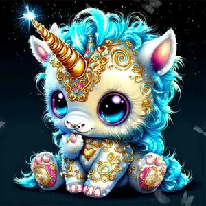 Kits de pintura de diamantes de unicornio de 20x20cm, Kit de Arte de diamantes bonitos, Kits de pintura de diamantes 5D para adultos, regalo de cumpleaños, clásico personalizado