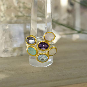 แหวนพลอยรูปไข่ อเมทิสต์ธรรมชาติ ทรงเบเซล สำหรับทุกเพศ แฟชั่นเครื่องประดับ ของขวัญ - Product Image 6