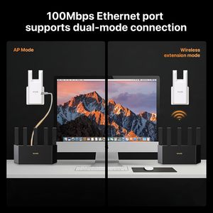 Extenseur <span class=keywords><strong>WiFi</strong></span> Tenda N300 300 Mbps, amplificateur de signal externe, port Ethernet, 800 m² Répéteur bibande avec modes AP et couverture étendue - Product Image 3