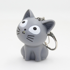 Porte-clés éclairage led, joli porte-clés en forme <span class=keywords><strong>de</strong></span> chat, fromage doux, design miaou, avec son - Product Image 3