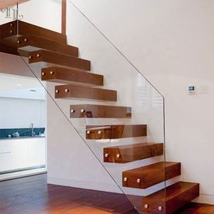 Escalera <span class=keywords><strong>de</strong></span> madera <span class=keywords><strong>de</strong></span> diseño interior, escalera <span class=keywords><strong>de</strong></span> vidrio <span class=keywords><strong>de</strong></span> madera, recta, moderna - Product Image 2