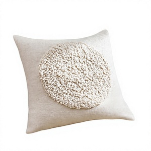 <b>INDIAN</b> TEXTILES H/L Square Tufted <b>Throw</b> Cushion Cover Solid Color Minimalist Style Cotton Textile Decorative Cushion - Product Image 1