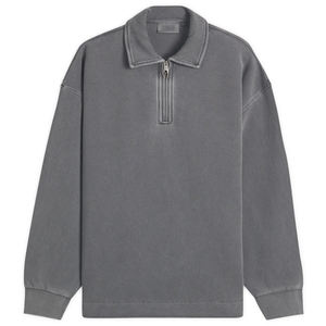 Felpa Vintage con collo a <span class=keywords><strong>Polo</strong></span> oversize in cotone pesante felpa con Zip a quarti personalizzata - Product Image 5