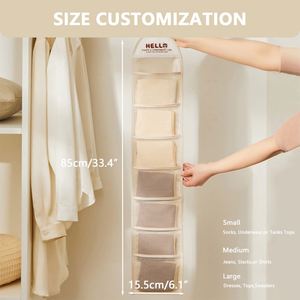 Organisateur de sous-vêtements suspendu double face, grande pochette de rangement personnalisée pour placard avec grilles en maille - Product Image 3