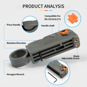 Outil professionnel pour dénuder et sertir les câbles coaxiaux, outils à main, acier au carbone, 5 connecteurs de compression de <span class=keywords><strong>type</strong></span> <span class=keywords><strong>F</strong></span> RG6 - Product Image 5