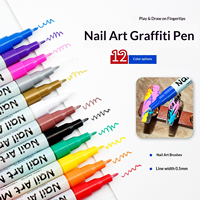 Ensemble de 12/24 stylos pour nail art, stylos à peinture acrylique 3D, stylos à points pour nail art, stylos à peinture acrylique, stylos à pointe fine avec pointe extra fine
