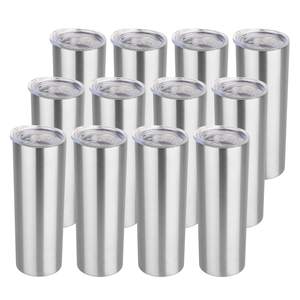 Ensemble de gobelets droits et fins de 20 oz, gobelets de voyage fins en acier inoxydable, lot de 50, cadeau d'anniversaire à faire soi-même, argent - Product Image 1