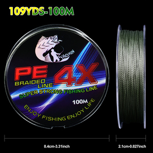 Ligne PE verte armée personnalisée de 100m tressée à 4 brins Monofilament Tippet ligne de pêche <span class=keywords><strong>pour</strong></span> la pêche <span class=keywords><strong>au</strong></span> <span class=keywords><strong>leurre</strong></span> Ocean Lake River Stream - Product Image 5