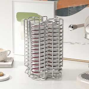 Organizzatore Moderno Girevole in Metallo Cromato per Capsule di Caffè, Portacapsule Multifunzione Rettangolare in Ferro per Tassimo - Product Image 1