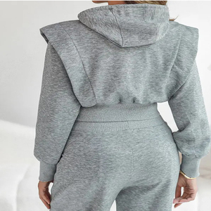 <span class=keywords><strong>Tuta</strong></span> <span class=keywords><strong>da</strong></span> <span class=keywords><strong>Palestra</strong></span> Antivento Personalizzata per <span class=keywords><strong>Donna</strong></span>, Taglie Forti, Completo Yoga Fitness con Maniche Corte, Top Sportivo con Cappuccio, Set Due Pezzi Lungo - Product Image 3