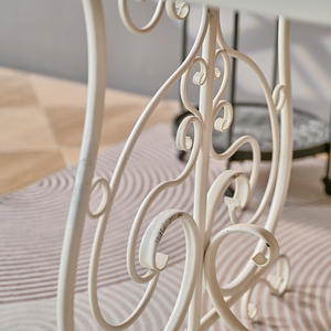 Table de salle à manger rectangulaire de style européen en métal blanc, style rustique, avec plateau en bois et structure en métal - Product Image 5