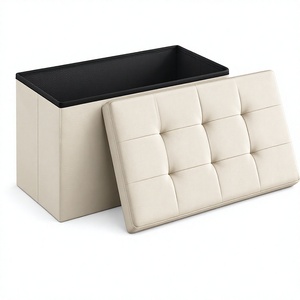 Deluxe Fabric Storage Ottoman Bench for Living Room Home Furniture - Product Image 1