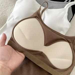 Atacado de Tops de Ginástica e Yoga Femininos de Alta Qualidade, com Decote Halter, Efeito Bandagem, Sensação Nude, Acolchoados, de Malha, Estilo Doce para Treino - Product Image 6