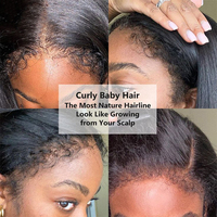 Perruques de cheveux indiens bruts afro crépus bouclés pour femmes noires perruque vietnamienne de cheveux humains brésiliens Hd Lace Frontal 4c Edge avec des cheveux de bébé