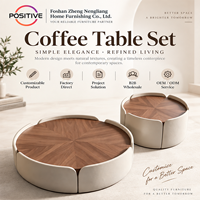 Table basse ronde avec tiroir de rangement, style crème, design pétale, mobilier de salon de luxe moderne du milieu du siècle, OEM ODM