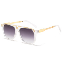 Dernières Lunettes de Soleil Unisexe Tendance à Monture Plate de Bonne Qualité pour Hommes et Femmes, Style Métallique en V, Forme Ronde, Idéales pour le Streetwear