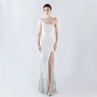 33018-S # soirée cheveux d'autruche paillettes fête discothèque Banquet robe formelle grosse dame robe grande taille robe Super taille