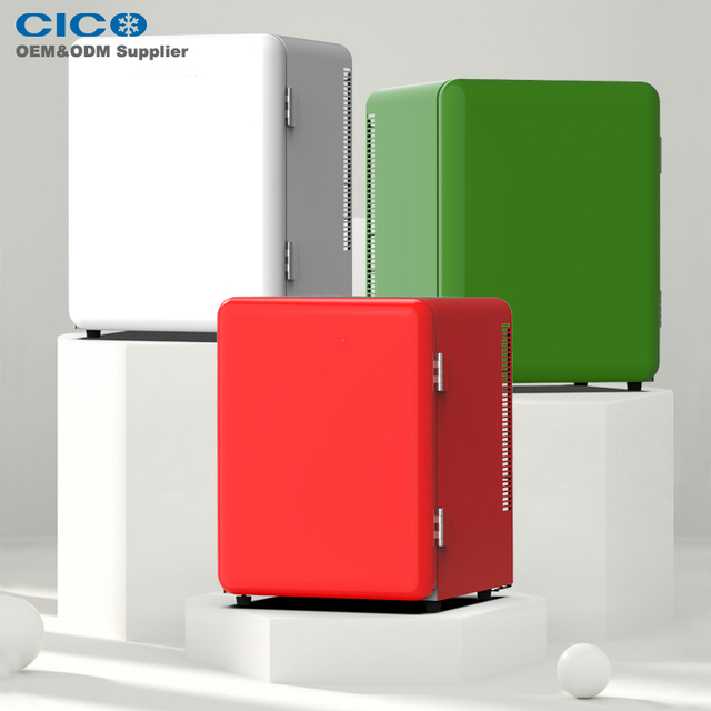 CICO Silent Mini Bar Fridge - Wholesale Factory Price Mini Table Top Glass Door 30L Energy Drink Display Fridge retro fridge