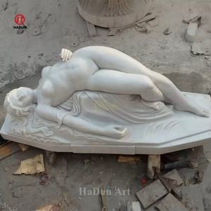 Jardín al aire libre Tamaño real Piedra natural Mármol blanco Señora desnuda Escultura acostada - Product Image 4