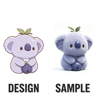 Paarse Koala Pluche Knuffeldier met Blauwe Bes Fruit Element Kawaii Dierenknuffel voor verzamelcadeau Aangepaste Kunst om te gebruiken als voorbeeld