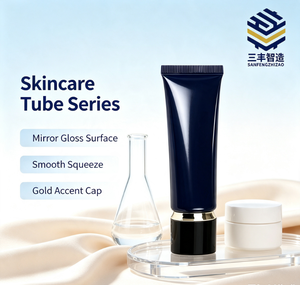 หลอดบีบครีมบำรุงรอบดวงตาพลาสติกสีดำสุดหรู พร้อมฝาเกลียวชุบทอง - Product Image 4