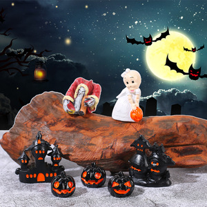 HAOXUAN Halloween Monstruo Verde Bruja Mago Casa del Árbol Resina Pequeña Figura Miniatura Paisaje Accesorios Animados - Product Image 1