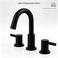 Robinet de lavabo de salle de bain OEM/ODM à expédition rapide depuis l'entrepôt, robinet de lavabo à 2 poignées, large, à 3 trous pour lavabo de salle de bain