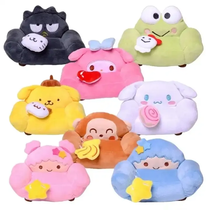 Kawaii Cinnamoroll Sanrio Plush My Melody Purin Dog Anime Stuffed Animals Sanrio Room Decor Sofa Toys for Girls Children Gifts