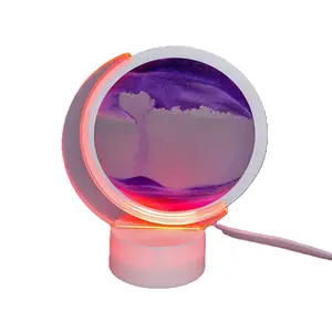 زجاج وألومنيوم عصرية تيار مباشر 5 فولت ضوء طاولة Led رمال متحركة ملونة صورة فنية رمال متحركة 3D ساعة رملية دقيقة