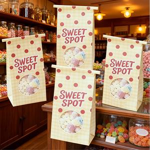 Sac en papier kraft personnalisé pas cher avec logo, fenêtre transparente et lien métallique pour emballage alimentaire (popcorn, bonbons, biscuits, pain, croissants) - Product Image 5