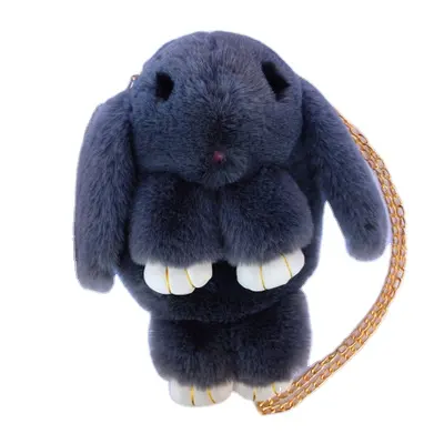 Funny rabbit plush shoulder bag for girls crossbody bags outfits with mental chain for women