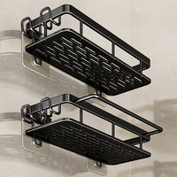 Panier de douche étagère organisateur support auto-adhésif noir étagères de salle de bain panier étagère murale pour accessoires de salle de bain