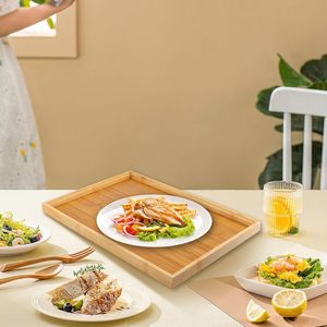 Bamboo Serving <b>Tray</b> Rectangular For <b>Tea</b> Coffee Dessert Display Household Use Solid Color - Product Image 2