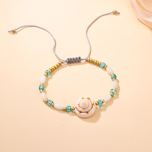 สร้อยข้อมือเปลือกหอยธรรมชาติสไตล์โบฮีเมียนพร้อมลูกปัดเทอร์ควอยซ์เครื่องประดับชายหาดฤดูร้อนสำหรับทุกเพศ - Product Image 3