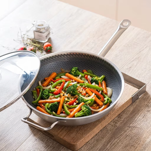 <span class=keywords><strong>Wok</strong></span> de Panal con Logotipo Personalizado al por Mayor, Sartén Híbrida Antiadherente de Acero Inoxidable 304, <span class=keywords><strong>Wok</strong></span> de Cocina Seguro para Espátulas Metálicas - Product Image 3