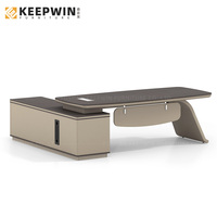 Bureau exécutif en forme de L Manager Boss CEO avec armoire latérale de rangement Table de mobilier de bureau moderne