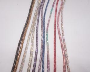 <span class=keywords><strong>Cordon</strong></span> décoratif SINRONG en forme de <span class=keywords><strong>diamant</strong></span>, multicolore, rond, en tube, 6 rangées de cristaux, pour chaussures, bricolage - Product Image 1