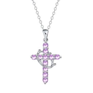 2025 haute qualité 12 mois pierre de naissance croix collier argent ton religieux pendentif bijoux pour cadeaux - Product Image 5