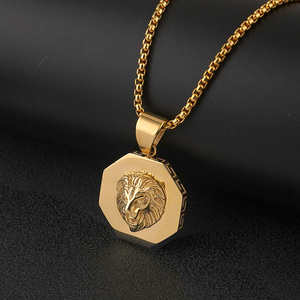 Joyería Retro para Hombre, Lujosos Colgantes de Acero Inoxidable con Baño de Oro en Forma de León, para la Fabricación de Collares, Venta al Por Mayor - Product Image 2
